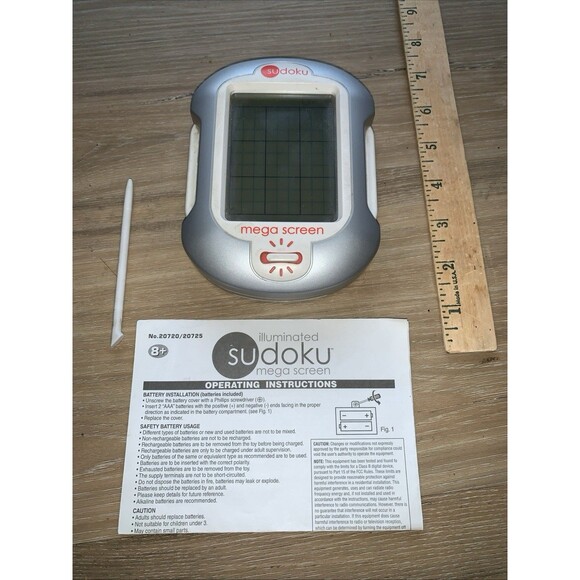 Sudoku Mega Screen Illuminated Game,  Stylus & Instructions Handheld Electronic - Picture 3 of 9
